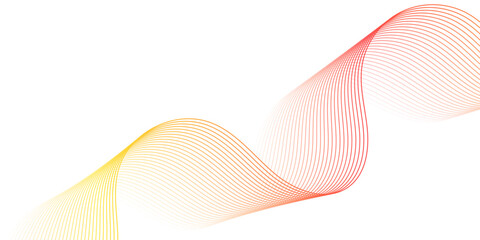Abstract background with lines and waves. Medium banner size. Vector element for design isolated on white. Minimalistic background for brochure, booklet, flyer, poster. Red, yellow and white gradient