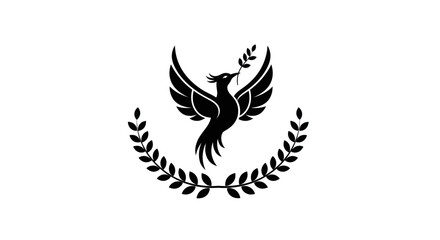 Obraz premium Soaring bird with olive branch and laurel wreath