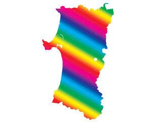 秋田県　虹色　カラフル　縞模様　イラスト