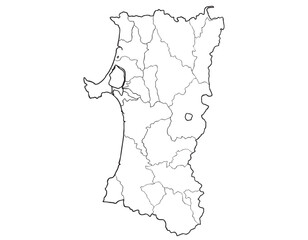 秋田県　白黒　シンプル　イラスト