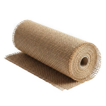 A close-up view of a brown paper roll with a textured surface, isolated on transparent background