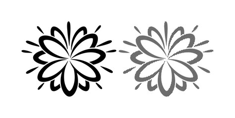 Obraz premium Abstract floral explosion with radiating petals in black and gray