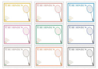 バドミントン■ラケットとシャトルのメッセージカードセット