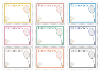 バドミントン■ラケットとシャトルのメッセージカードセット