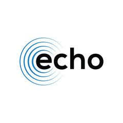 Minimalist text echo logo design, typography echo logo graphic, word mark echo logo symbol vector, circle round icon concept © Rachmad