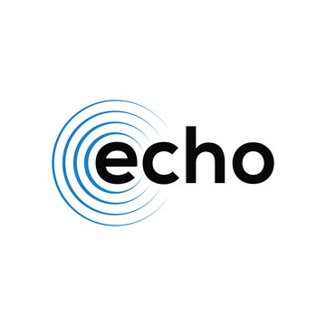 Minimalist text echo logo design, typography echo logo graphic, word mark echo logo symbol vector, circle round icon concept