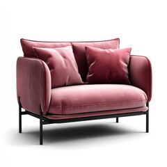 Fototapeta premium Elegant pink sofa with plush cushions in a modern setting