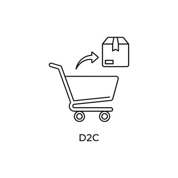 D2C Business Simple Outline Line Icon Minimal Vector Design
