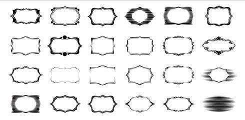 A vintage frames collection with black silhouette borders in elegant shapes ideal for branding logo design certificates invitations and advertisements