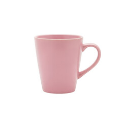 Pink ceramic coffee mug isolated on white background