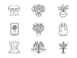 Obraz premium Elegant wedding floral decor simple line illustration