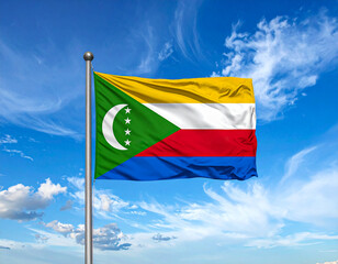 Comoros national flag waving in the wind	