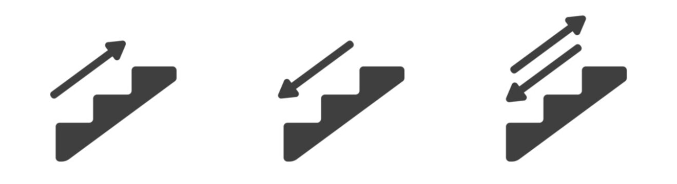 Stair arrows: up, down, and escalator icons.