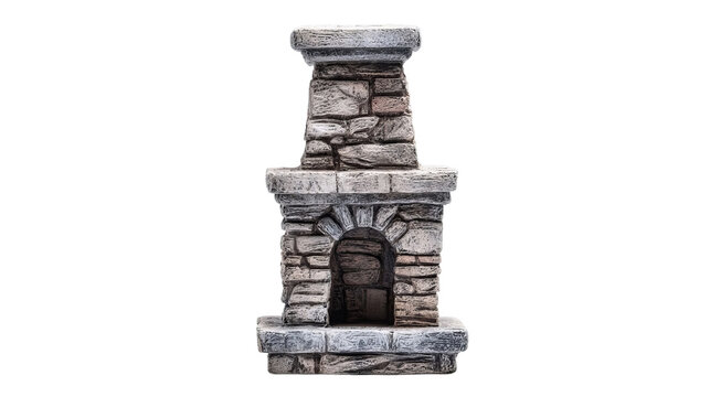 PNG of Realistic stone outdoor fireplace for cozy gatherings in a rustic setting.