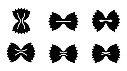 Obraz premium Bow Tie Pasta Shapes Collection: Farfalle Variety Icons