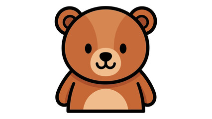 Obraz premium Cute Cartoon Bear Icon, Adorable Teddy Bear Character, Simple Vector Art