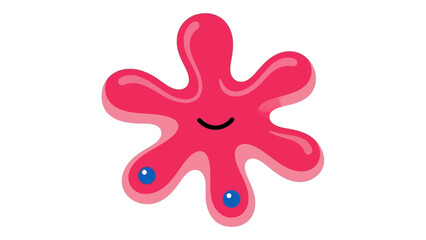 Obraz premium Cute Pink Blob Character with Blue Eyes and Smiling Face