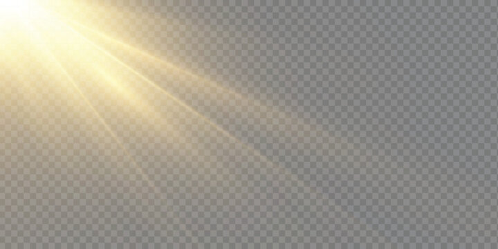 Abstract sunlight glow with lens flare and light burst effect