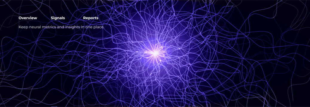 Brain Neural Network Flash Data Flow Technology Background AI Digital Net, Scientific Research. Science Medical Health Tech Banner. Nervous System Structure, Glowing Fractal. Vector Illustration