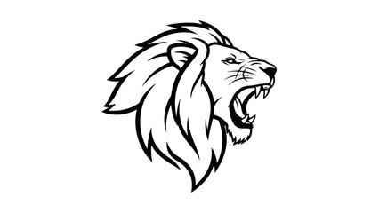 Fototapeta premium Roaring Lion Head Emblem, Fierce Animal Mascot, Tribal Tattoo Style