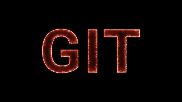 Git Text Glowing Neon Reveal Animation Orange Isolated On Black Background