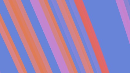 Abstract 3D render of diagonal colorful stripes in orange, pink, red, and purple on blue background. Vibrant geometric design with dynamic warm and cool tones for modern creative projects