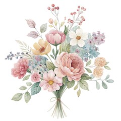 Pastel watercolor floral bouquet illustration