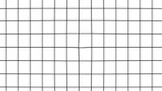 Abstract 3D white cube grid with black lines background futuristic perspective animation