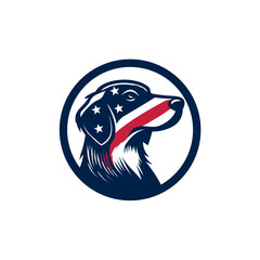 Dog Head Logo with American Flag Design.