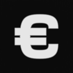 Obraz premium White Euro currency symbol. Black background, financial item, investment, European Union currency.