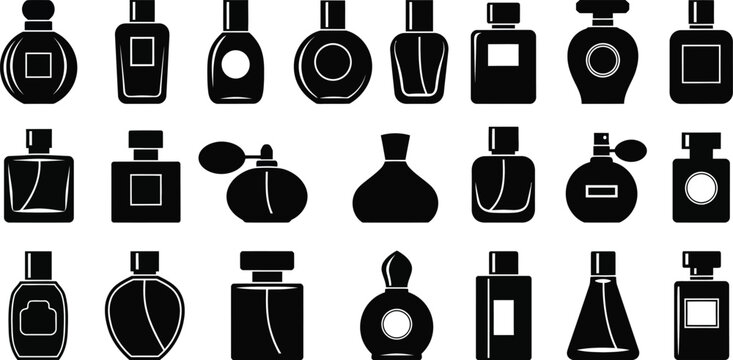 Detailed Cologne Flacon Contour Icons Stencil Art