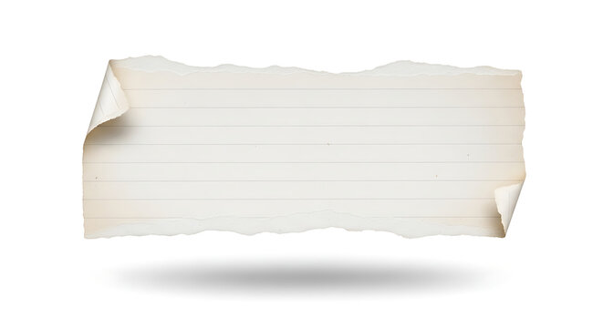 Torn and worn piece of white paper with creases and shadows