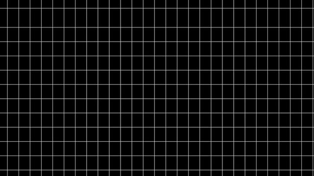 Abstract 3D black cube grid with white lines background futuristic perspective animation