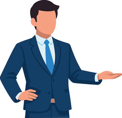 An investor&rsquo;s planning and strategy for the  market, business growth, progress, and success are illustrated by a businessman or trader showing a rising virtual hologram of a , encouraging