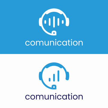 Communication Logo Design Modern Headset Icon for Business.