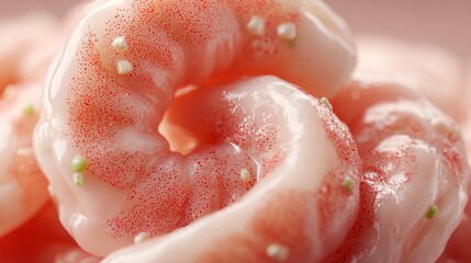 Prawn cocktail macro detail of prawn curl and sauce texture