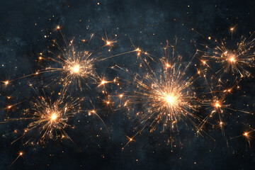 Fototapeta premium Sparkling celebration with bright festive lights and bokeh effects on a dark background, Festive sparks glow brightly with a warm bokeh effect creating a magical atmosphere,