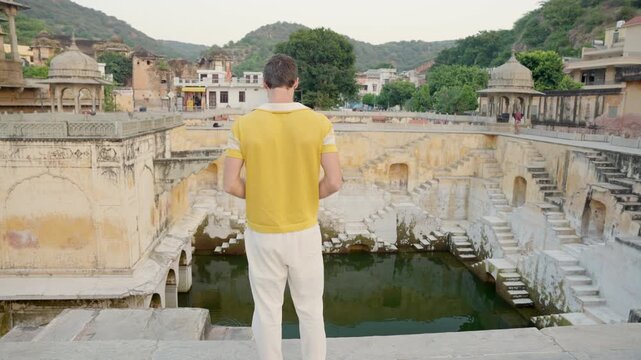 Tripod Shot Photographer at Panna Meena Kund, Jaipur Stepwell Sunrise, Cinematic Rajasthan Architecture India