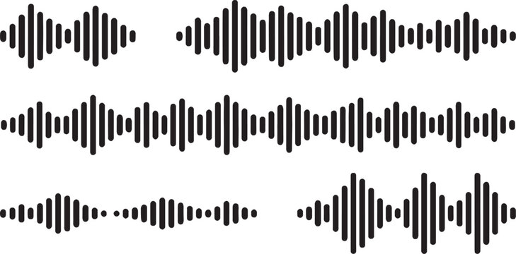 Editable dual tone icon set of Sound wave patterns on white background Vector illustration