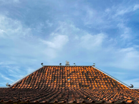Traditional Javanese roof architecture with clay tiles
