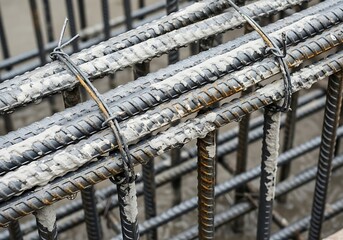 Reinforced Steel Bars Intertwined for Concrete Support in Construction
