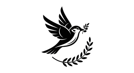 Fototapeta premium Flying dove with olive branch