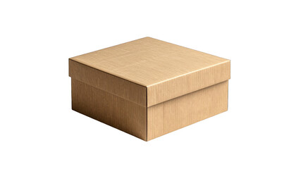 Plain, closed cardboard box with a lid. Isolated on a solid black background