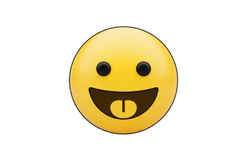 Fototapeta premium Smiling face with tongue out emoji isolated on transparent background