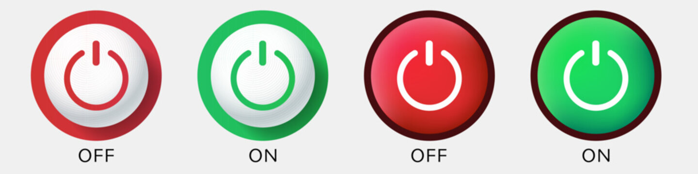 Power button icons showing on and off states.