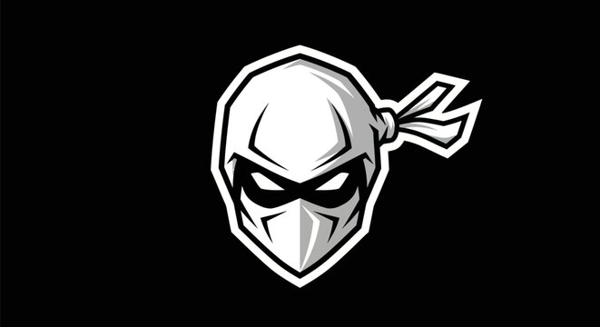 Ninja head icon on black background