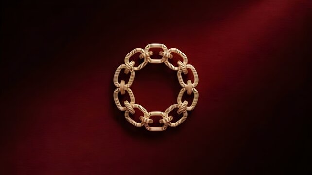 Golden chain link circle on crimson &ndash; Great for fintech marketing.
