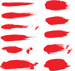 Collection of red lipstick smears isolated on transparent background
