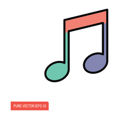 Colorful musical note icon with two quavers and a crochet