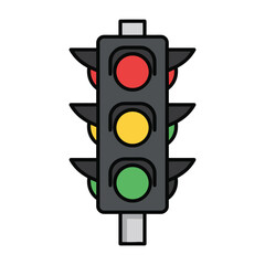 Illustration of a traffic light with red, yellow, and green signals displayed simultaneously.